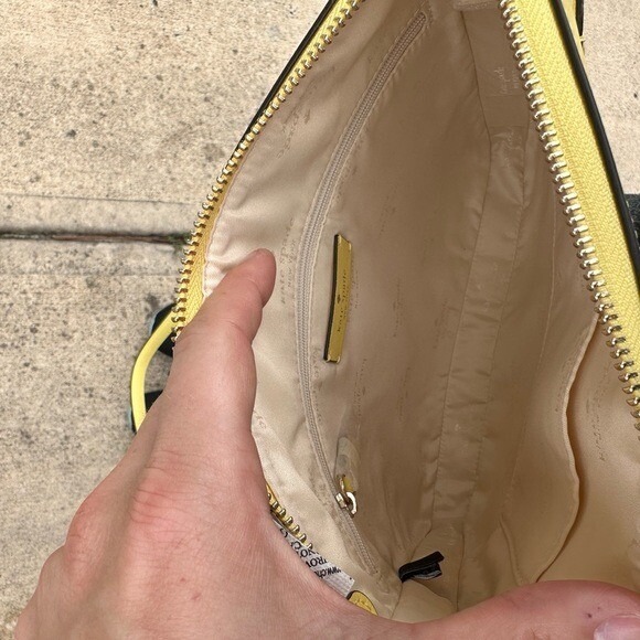 Kate Spade Crossbody Bag Yellow Leather Zip Top Shoulder Bag - Picture 11 of 12
